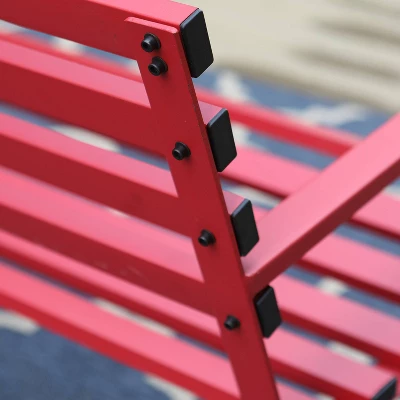Outdoor Steel Loveseat Bench - Red - Captiva Designs - Image 5