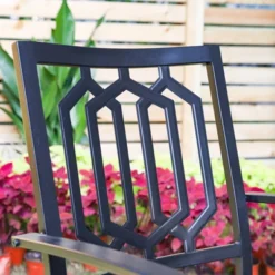 2pk Outdoor Steel Dining Arm Chairs - Captiva Designs