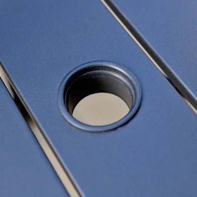 5pc Outdoor Dining Set With Sling Chairs & Metal Square Table With Umbrella Hole - Captiva Designs - Image 8