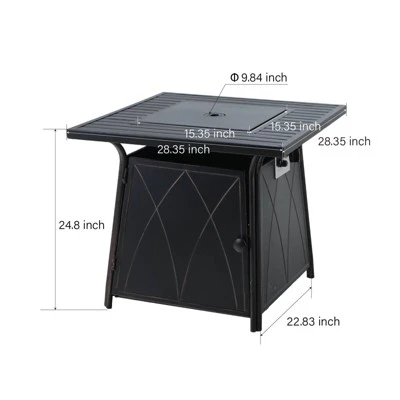 5pc Patio Dining Set With Square Steel Fire Pit With Faux Wood Tabletop & Rattan 360 Swivel Chairs - Captiva Designs - Image 14