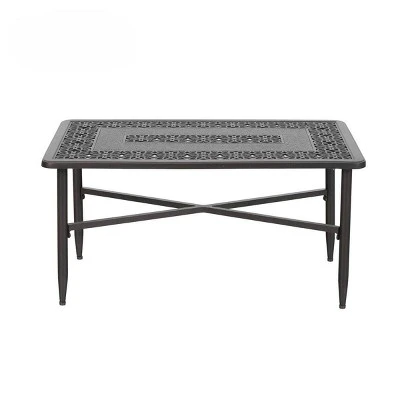 38.6"x23" Rectangular Outdoor Patio Cast Aluminum Coffee Table With Frosted Surface - Captiva Designs
