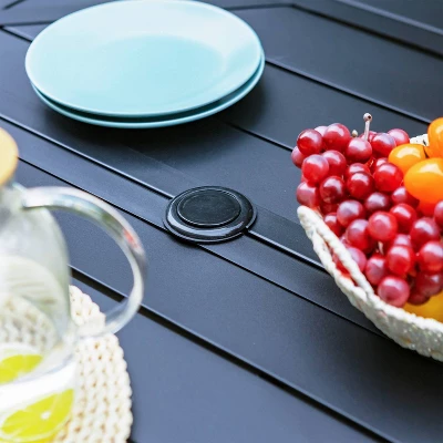 Captiva Designs 7pc Outdoor Dining Set With C-Spring Motion Chairs & Metal Table With Umbrella Hole - Image 3