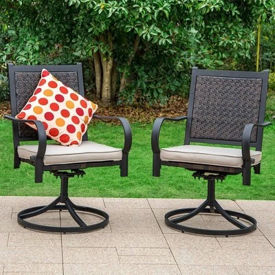 Rattan Wicker 360 Swivel Patio Dining Chairs - Captiva Designs - Image 6