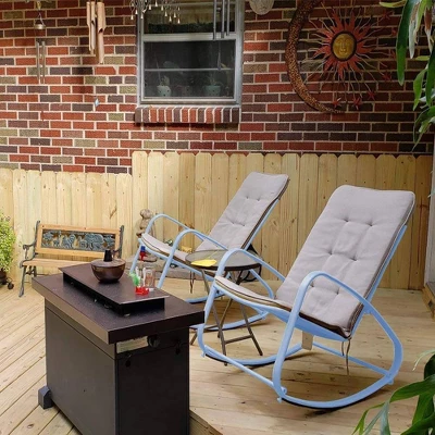 Outdoor Rocking Chair - Blue - Captiva Designs - Image 4