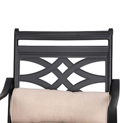 5pc Outdoor Bar Set With Swivel Stools With Cushions & Metal Table - Beige - Captiva Designs - Image 3