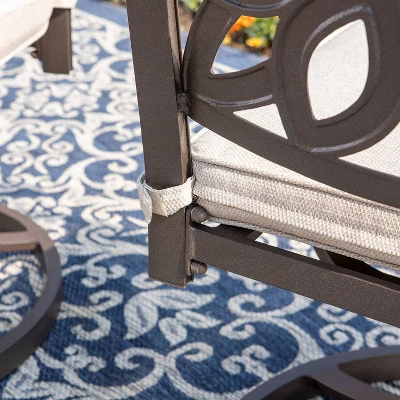 2pk Outdoor Extra Wide Cast Aluminum Swivel Chairs With Cushions - Captiva Designs - Image 7