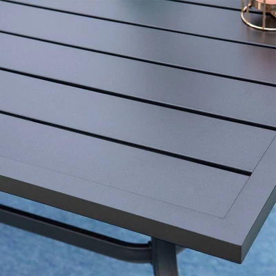 7pc Outdoor Dining Set With Chairs & Metal Table With Umbrella Hole - Captiva Designs - Image 3