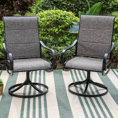 5pc Patio Set With Square Table & Steel 360 Swivel Sling Arm Chairs - Captiva Designs - Image 7