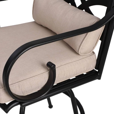 5pc Outdoor Bar Set With Swivel Stools With Cushions & Metal Table - Beige - Captiva Designs - Image 2