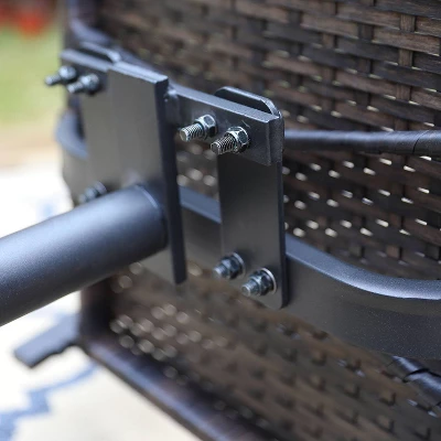 7pc Patio Dining Set With 360 Swivel Chairs With Cushions And Rectangle Concertina Steel Table - Captiva Designs - Image 12