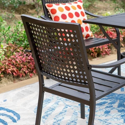 7pc Outdoor Dining Set With Chairs & Metal Table With Umbrella Hole - Captiva Designs - Image 5