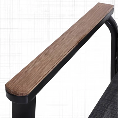 2pk Aluminum Patio Arm Chairs With Wooden Armrests - Captiva Designs - Image 5