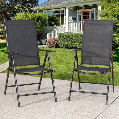 2pk Outdoor 7 Position Arm Chairs With High Backs & Aluminum Frames - Captiva Designs - Image 14