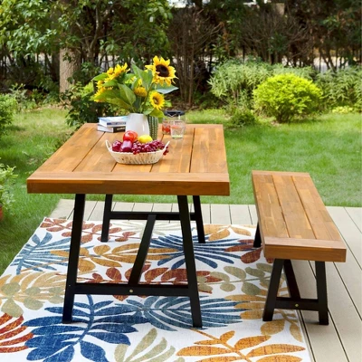 2pc Acacia Wood Patio Set With Bench - Captiva Designs - Image 13