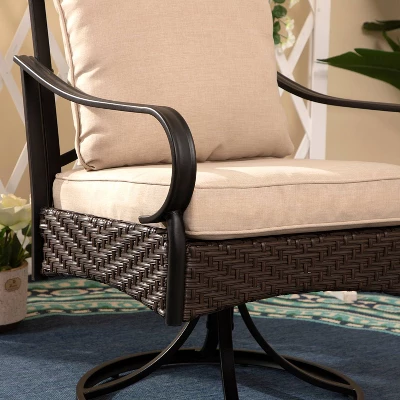 5pc Outdoor Dining Set With Swivel Chairs With Seat & Back Cushions & Square Metal Slat Table With 1.57" Umbrella Hole - Captiva Designs - Image 10