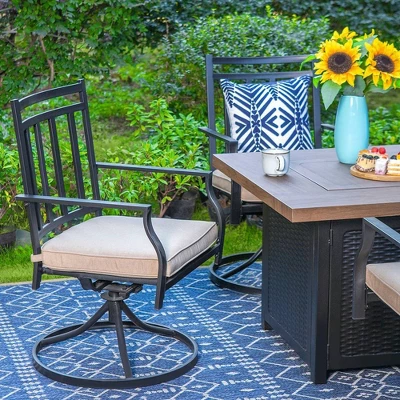 5pc Outdoor Set With Swivel Chairs & 34" Propane Fire Pit Table - Captiva Designs - Image 6