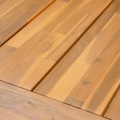 Outdoor Acacia Wood Rectangle Dining Table With Steel Frame - Captiva Designs - Image 6