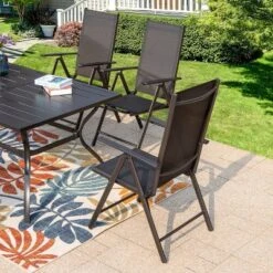 7pc Patio Set With Rectangle Table & Reclining Sling Chairs With Armrests - Captiva Designs