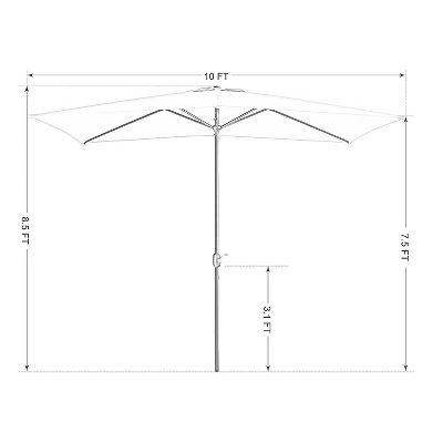 10 ' X 6.6' Rectangular Outdoor Patio Market Umbrella With Straight Crank - Captiva Designs - Image 9