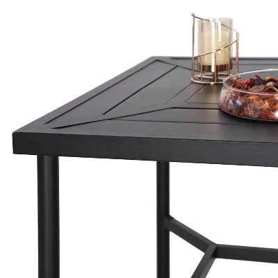 32" Outdoor Square Stainless Steel Bar Table With Umbrella Hole - Captiva Designs - Image 2