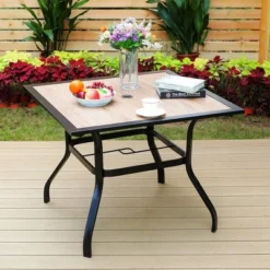 5pc Patio Table & Metal Chairs With Diamondback Design - Captiva Designs