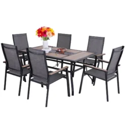 7pc Patio Set With Table & Sling Chairs - Captiva Designs