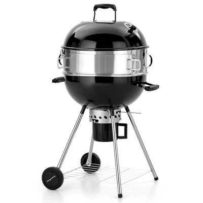 Captiva Designs E02GR013 22" Kettle Charcoal Grill With Pizza Ring And Pizza Stone - Black - Image 6