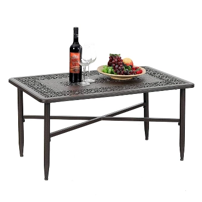 38.6"x23" Rectangular Outdoor Patio Cast Aluminum Coffee Table With Frosted Surface - Captiva Designs - Image 3