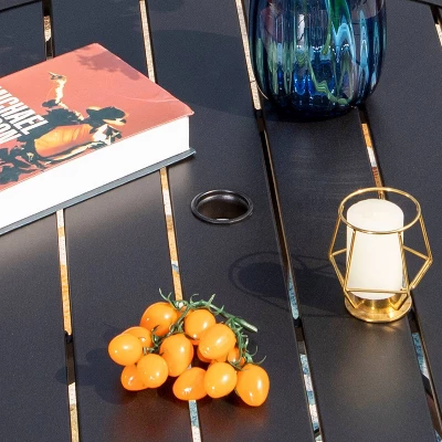 5pc Patio Dining Set With Round Table & Steel Swivel Chairs - Captiva Designs - Image 10