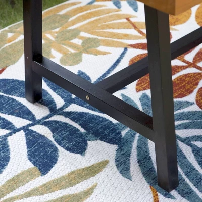 Outdoor Acacia Wood Rectangle Dining Table With Steel Frame - Captiva Designs - Image 9