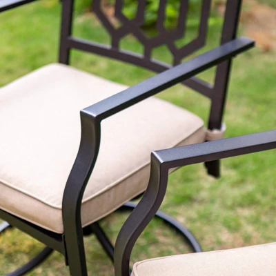 3pc All-Weather Metal/Steel Set With 2 Chairs & Round Table - Captiva Designs - Image 7