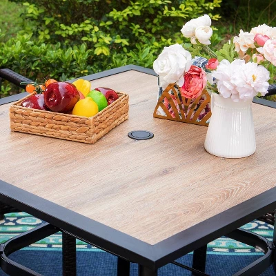 5pc Patio Table & Metal Chairs With Diamondback Design - Captiva Designs - Image 2