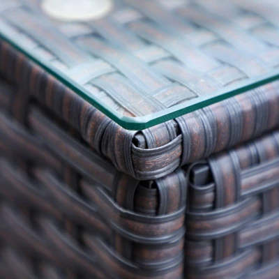 7pc Steel & Wicker Outdoor Set With Cushions & Fire Pit Table - Captiva Designs - Image 7