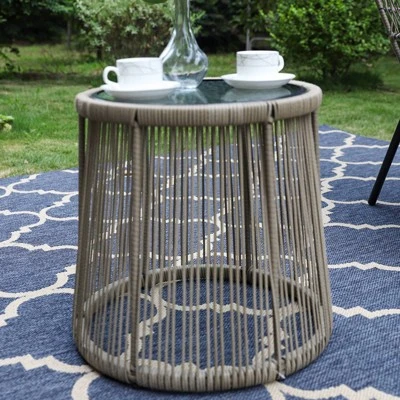 3pc Outdoor Rattan Conversation Set With Cushions - Captiva Designs - Image 8