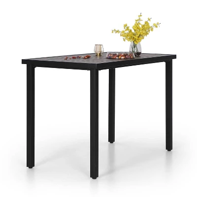 5pc Outdoor Bar Set With Swivel Stools With Cushions & Metal Table - Beige - Captiva Designs - Image 8