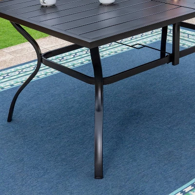 Outdoor Rectangle Steel Dining Table - Black - Captiva Designs - Image 4