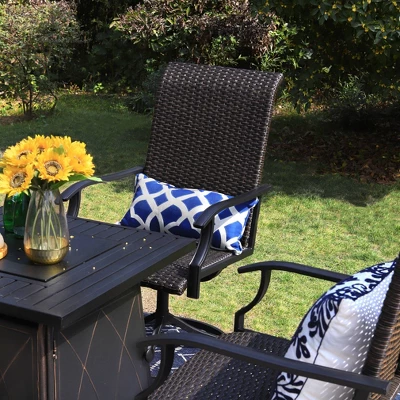 5pc Patio Dining Set With Square Steel Fire Pit With Faux Wood Tabletop & Rattan 360 Swivel Chairs - Captiva Designs - Image 5