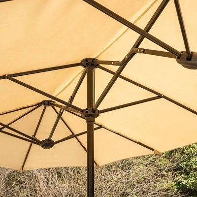 8pc Outdoor Dining Set With Metal Slat Top Table With Umbrella Hole & Swivel Chairs - Gray/Beige - Captiva Designs - Image 12