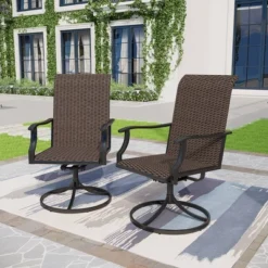 5pc Patio Dining Set With 360 Swivel Chairs & Square Net-Shaped Steel Tabletop - Captiva Designs
