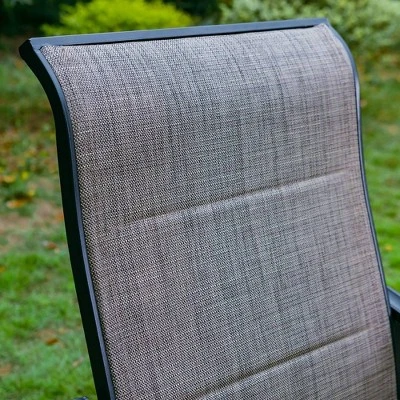 7pc Outdoor Dining Set With Padded Swivel Chairs & Metal Rectangle Table With Umbrella Hole - Gray - Captiva Hole - Image 6