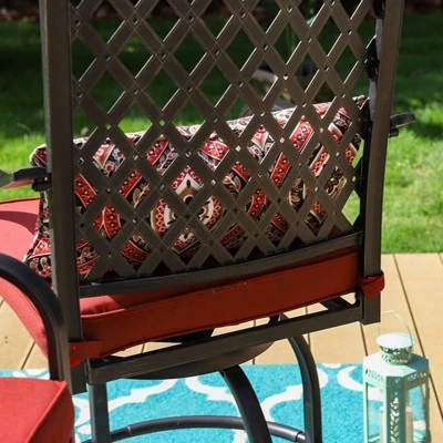 5pc Outdoor Set With Swivel Stools & Cushions & Square Metal Table - Captiva Designs - Image 4