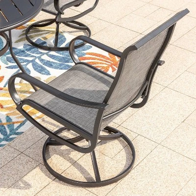 5pc Patio Dining Set With Round Table & Steel Swivel Chairs - Captiva Designs - Image 5