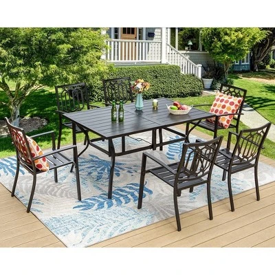 Outdoor Rectangle Steel Dining Table - Black - Captiva Designs - Image 5
