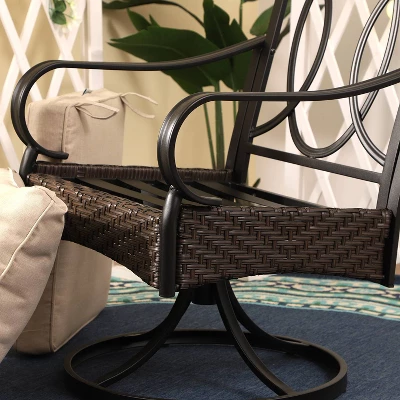 5pc Outdoor Dining Set With Swivel Chairs With Seat & Back Cushions & Square Metal Slat Table With 1.57" Umbrella Hole - Captiva Designs - Image 13