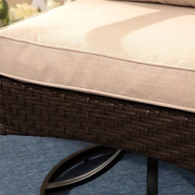 5pc Outdoor Dining Set With Swivel Chairs With Seat & Back Cushions & Square Metal Slat Table With 1.57" Umbrella Hole - Captiva Designs - Image 12