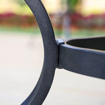 5pc Outdoor Dining Set With Swivel Chairs With Seat & Back Cushions & Square Metal Slat Table With 1.57" Umbrella Hole - Captiva Designs - Image 4