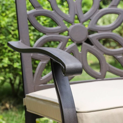 5pc Patio Set With 37" Metal Table & Extra Wide Swivel Chairs With Cushions - Captiva Designs - Image 4