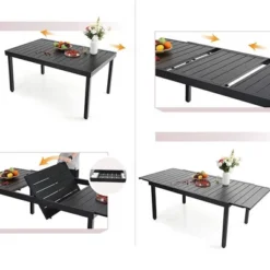 9pc Patio Dining Set With Expandable Steel Table & 360 Swivel Sling Arm Chairs - Captiva Designs