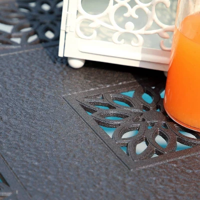 38.6"x23" Rectangular Outdoor Patio Cast Aluminum Coffee Table With Frosted Surface - Captiva Designs - Image 5