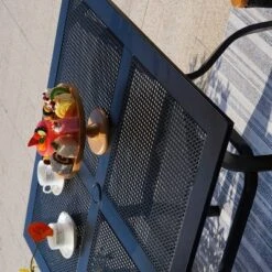 Captiva Designs 5pc Patio Dining Set With Square Umbrella Table With Mesh Top